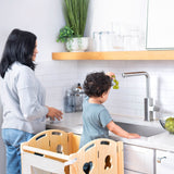 Three Little Tots Laurel 4-in-1 Foldable Kitchen Tower Step Stool Slide and Chalkboard for Toddlers, second additional photo