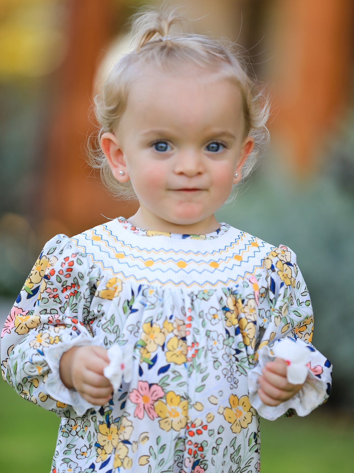 Embroidery Smocking Bow Floral Leaf Baby Girls Romper