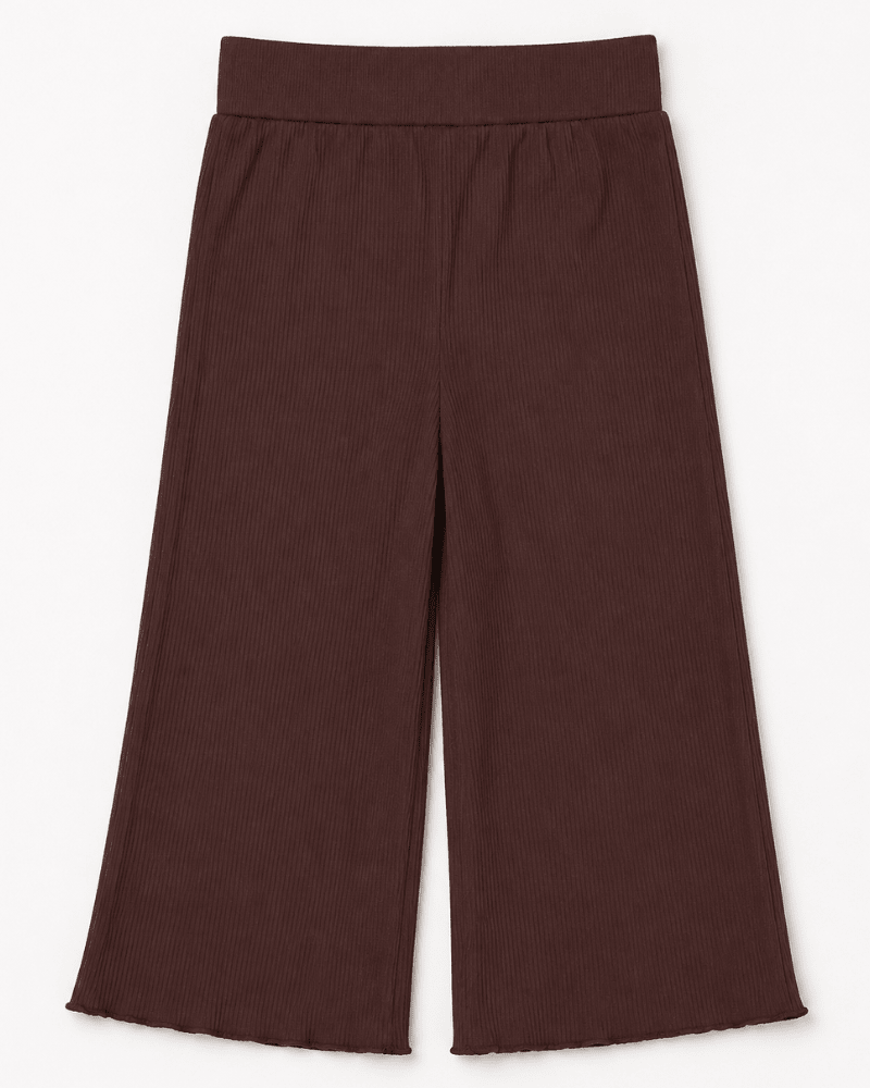 Rhea Ribbed Wide Leg Pants - Espresso