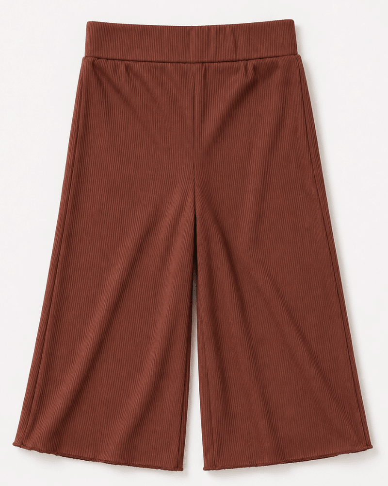 Rhea Ribbed Wide Leg Pants - Mocha