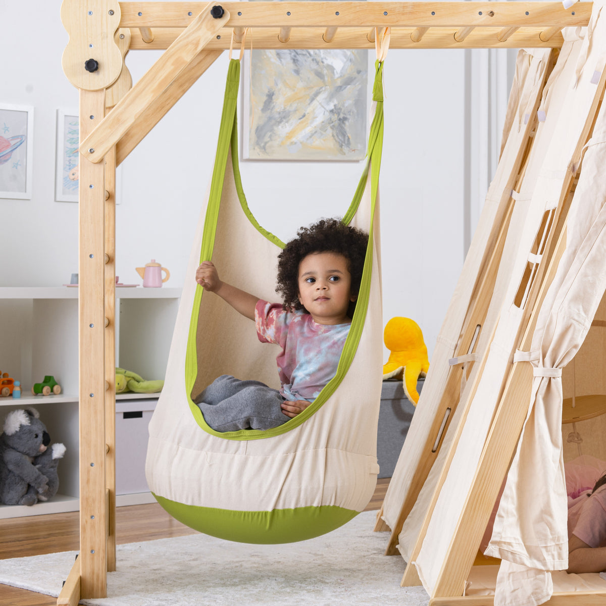 Three Little Tots Sensory Swing for Large Climbers Soothing Play Add-On Climber Not Included, in White
