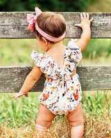Shiloh Ruffle Back Romper - Chickens