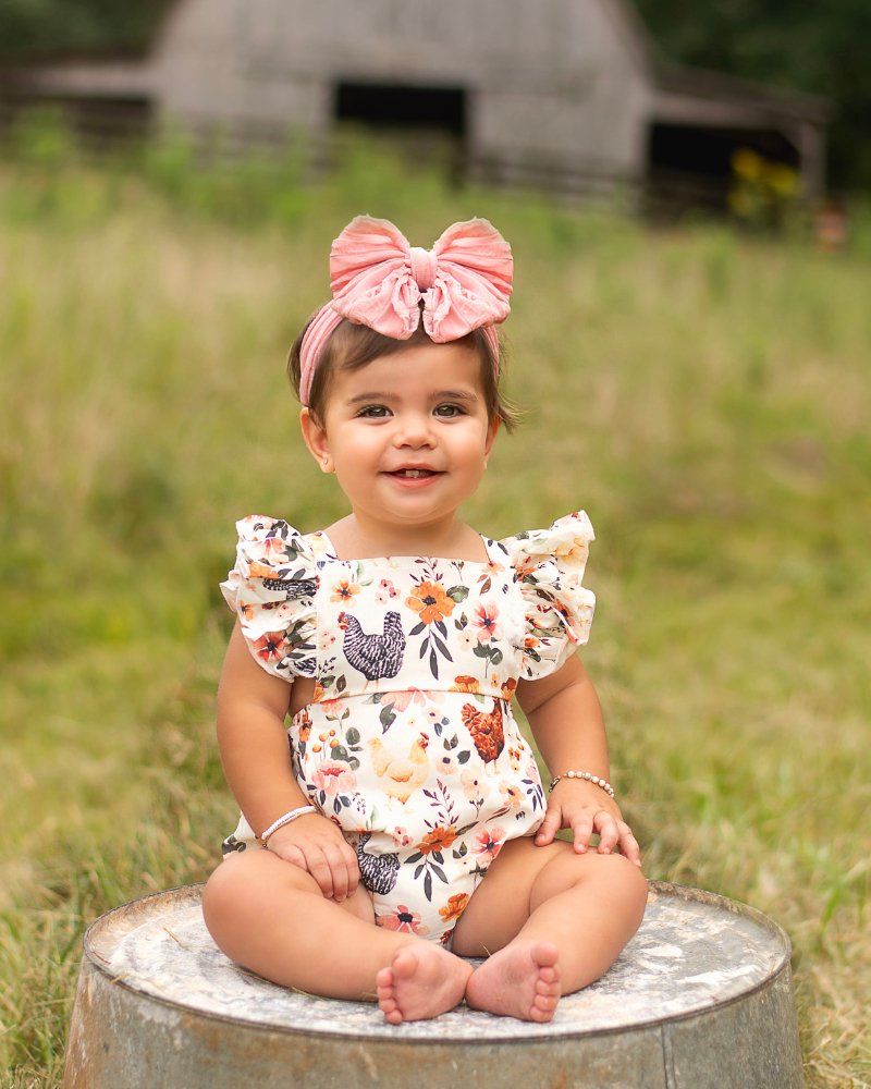 Shiloh Ruffle Back Romper - Chickens