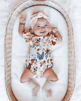 Shiloh Ruffle Back Romper - Chickens