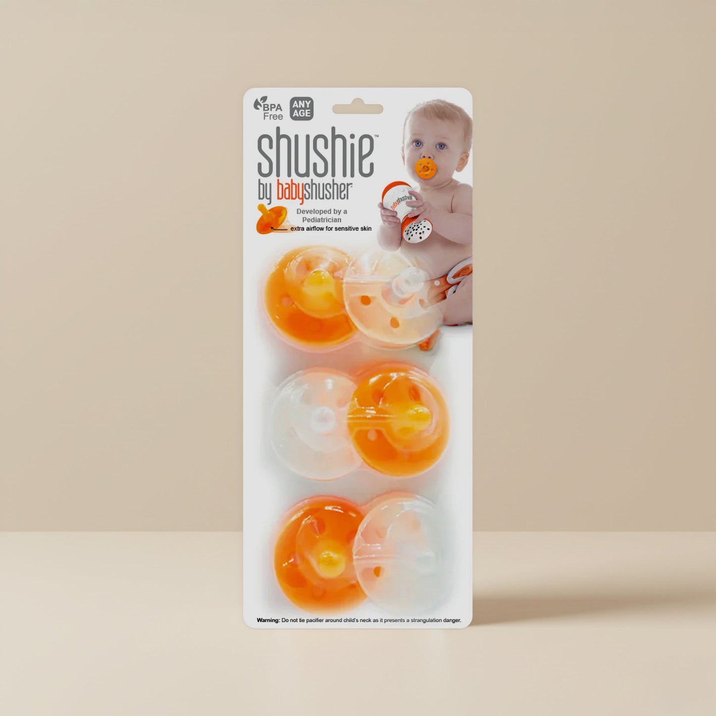 Three Little Tots Shushie Silicone Pacifier 6-Pack