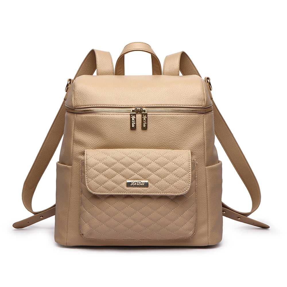 Three Little Tots Signature Diaper Bag Latte Brown, front view