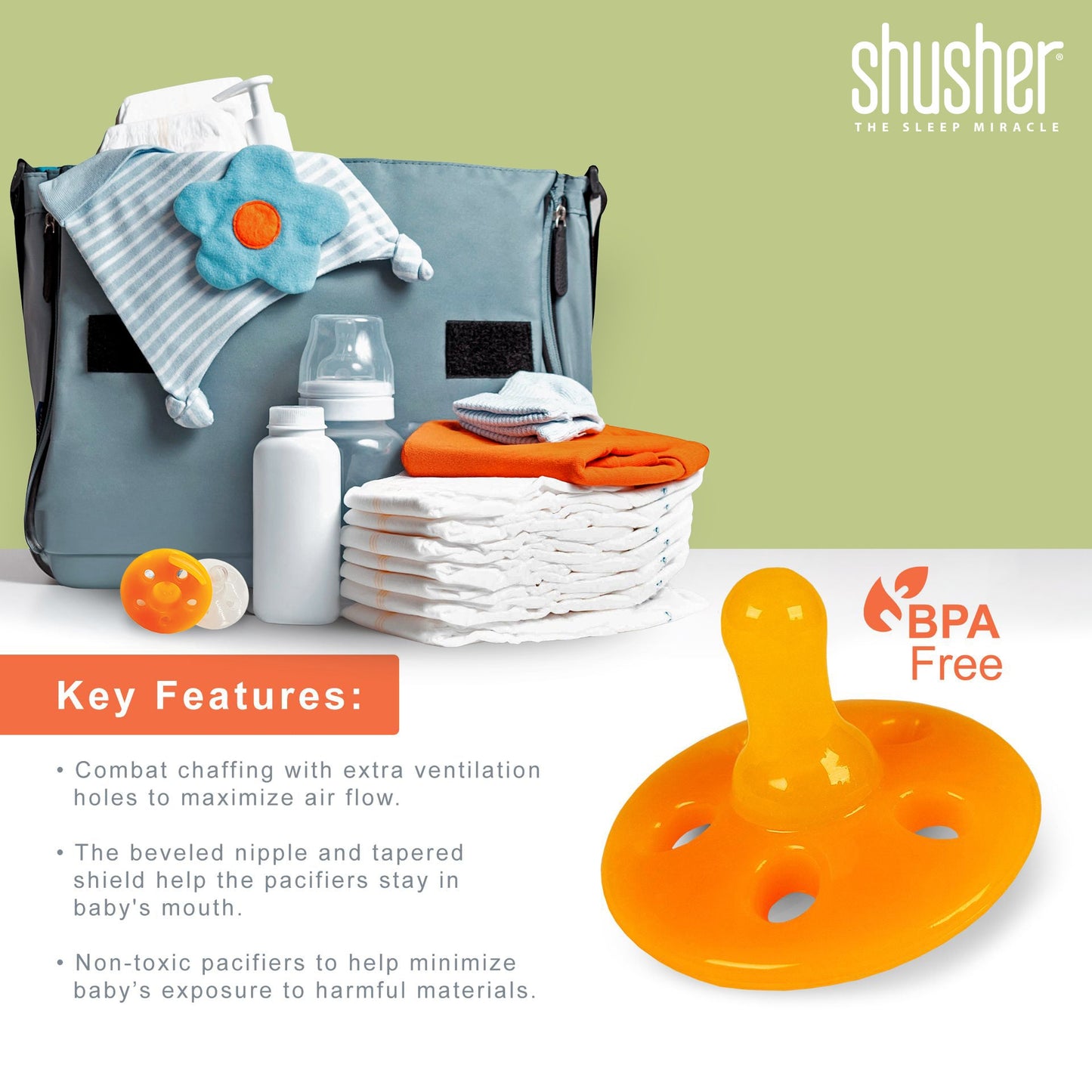 Three Little Tots Shusher Sloth 6-Pack Shushie Pacifiers Soothing Bundle with Cuddly Cry Detection, supplementary photo