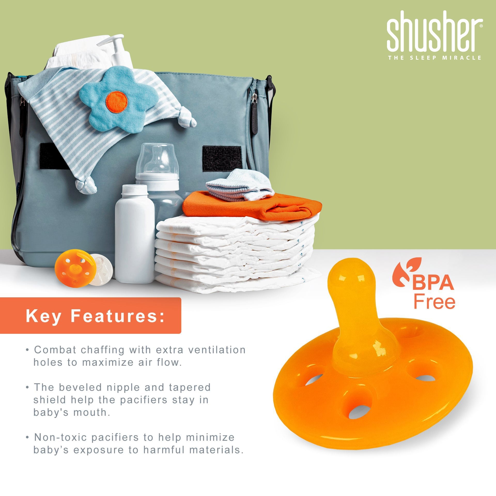Three Little Tots Shusher Sloth 6-Pack Shushie Pacifiers Soothing Bundle with Cuddly Cry Detection, supplementary photo