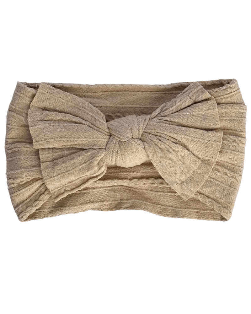Solid Knit Nylon Headband - Beige