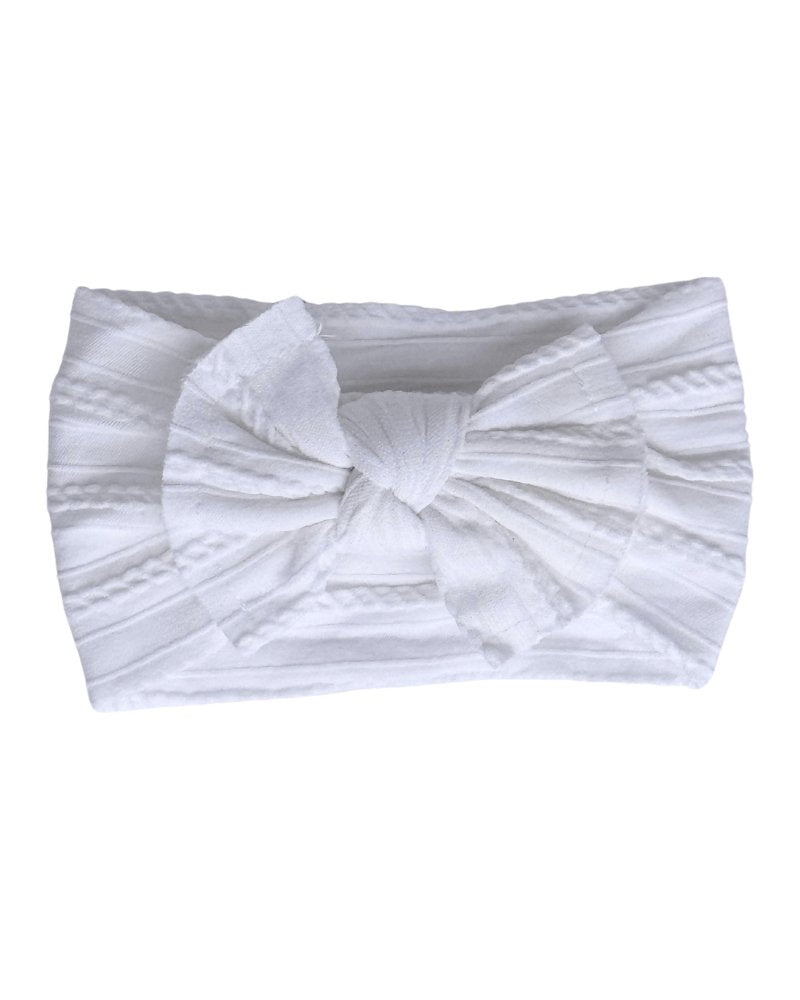 Solid Knit Nylon Headband - White