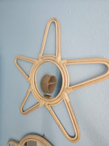 Rattan Star Wall Mirror – Boho & Space Kids Room Decor - Celestial Theme - Universe theme kids room