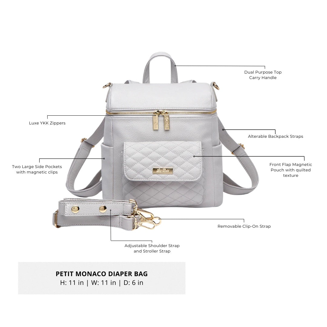 Three Little Tots Petit Diaper Bag Stone Grey, another angle