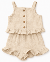 Tate Button Front Two-Piece Set - Toasted Oat