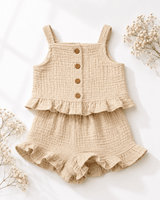 Tate Button Front Two-Piece Set - Toasted Oat