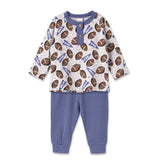 Baby Boy Football Outfit – Bamboo Henley Shirt & Pants Set