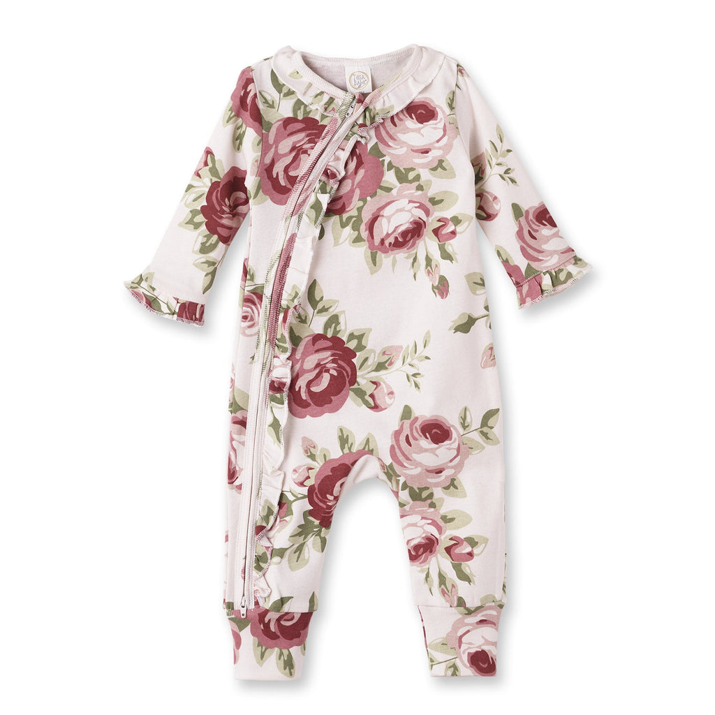 Cabbage Rose Zippered Romper