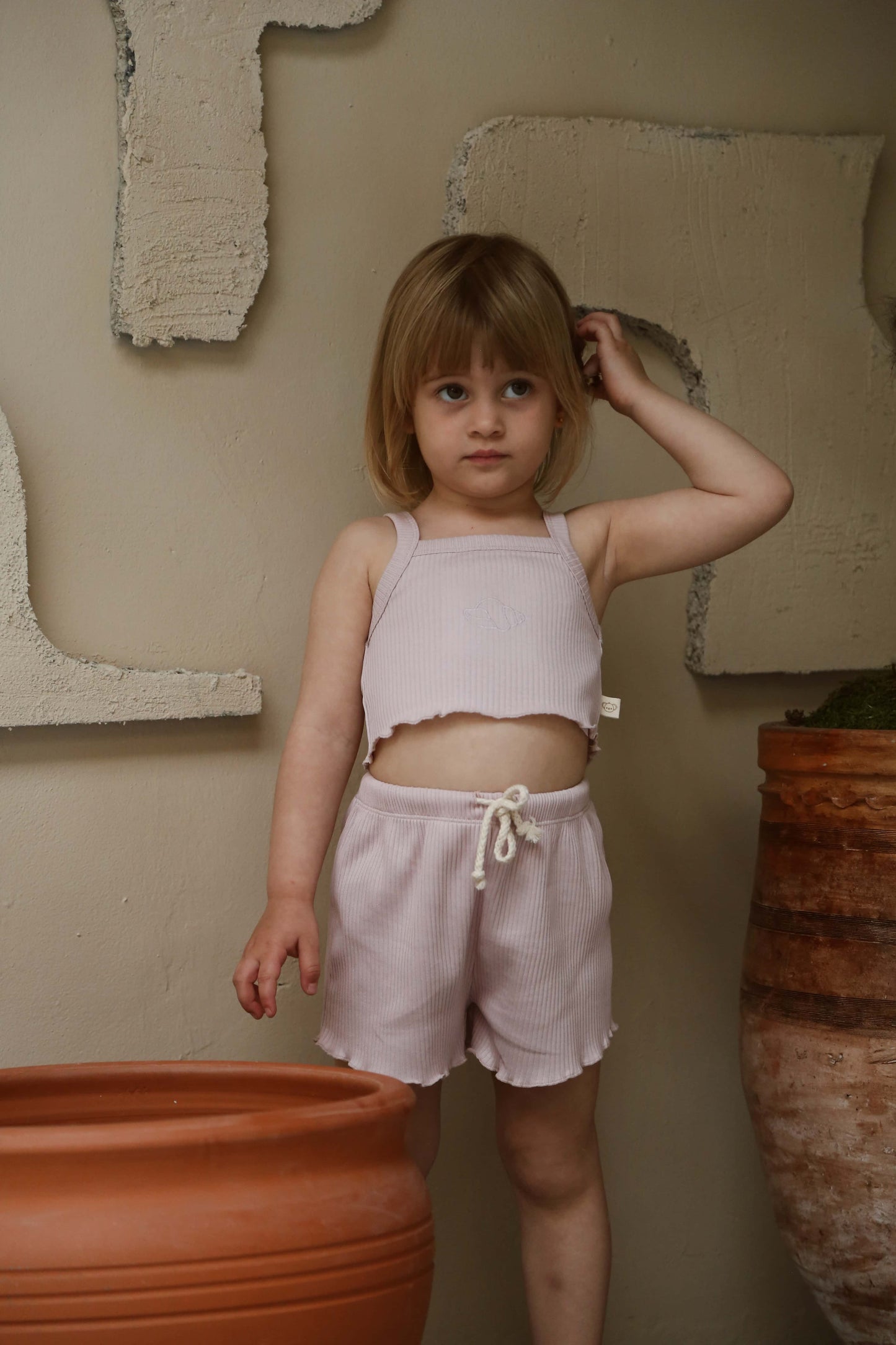 Lilac Crop-Top Delicate Girls Top and Bottom Set
