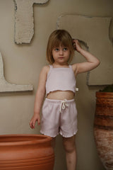 Lilac Crop-Top Delicate Girls Top and Bottom Set