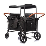 ToyRides Elite Wagon Stroller W/ Removable 4-Seater, Extra-Thick Support Bar & Higher 212 Load Capacity, Black