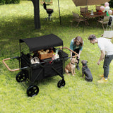 ToyRides Elite Wagon Stroller W/ Removable 4-Seater, Extra-Thick Support Bar & Higher 212 Load Capacity, Black