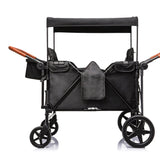 ToyRides Elite Wagon Stroller W/ Removable 4-Seater, Extra-Thick Support Bar & Higher 212 Load Capacity, Black