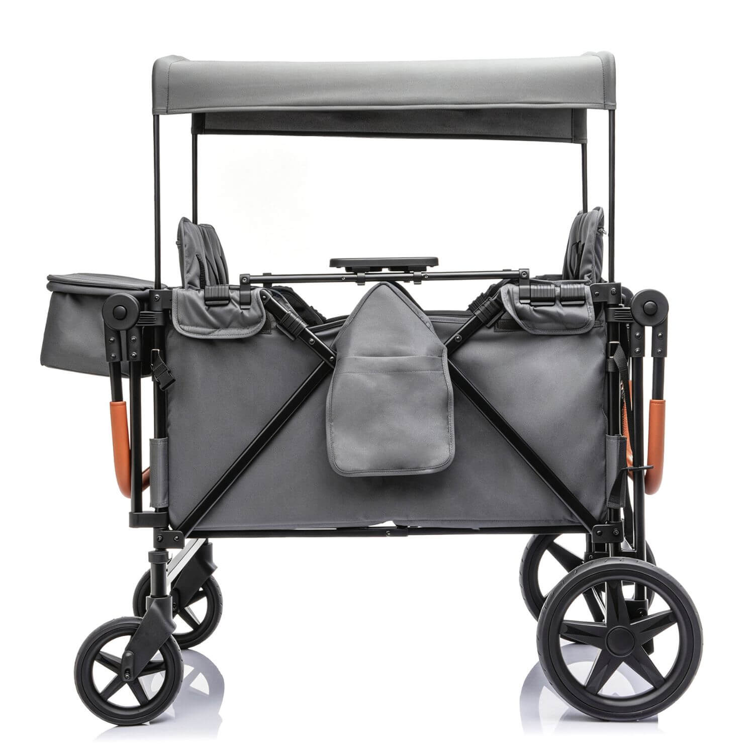 ToyRides Elite Wagon Stroller W/ Removable 4-Seater, Extra-Thick Support Bar & Higher 212 Load Capacity, Gray