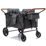 ToyRides Elite Wagon Stroller W/ Removable 4-Seater, Extra-Thick Support Bar & Higher 212 Load Capacity, Gray