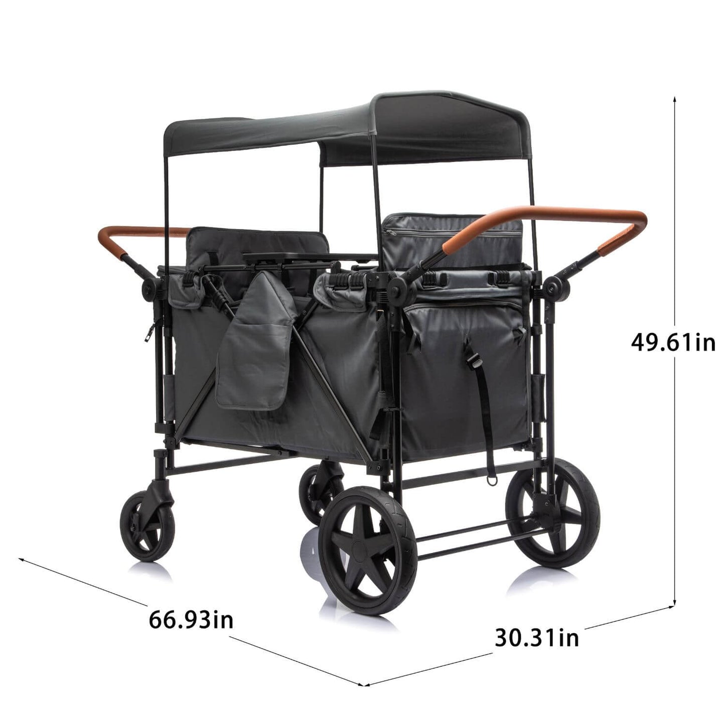 ToyRides Elite Wagon Stroller W/ Removable 4-Seater, Extra-Thick Support Bar & Higher 212 Load Capacity, Gray