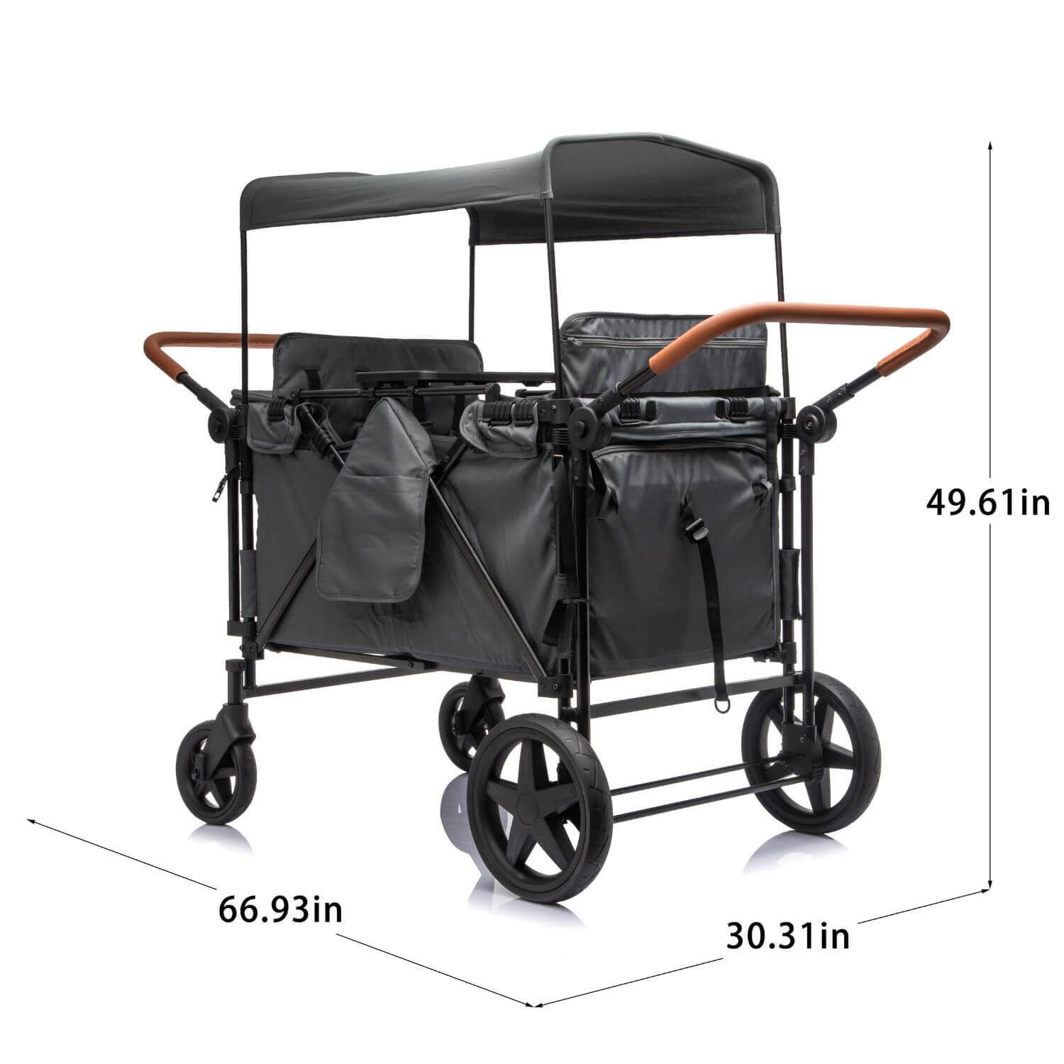 ToyRides Elite Wagon Stroller W/ Removable 4-Seater, Extra-Thick Support Bar & Higher 212 Load Capacity, Gray