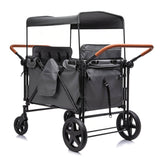 ToyRides Elite Wagon Stroller W/ Removable 4-Seater, Extra-Thick Support Bar & Higher 212 Load Capacity, Gray