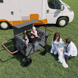 ToyRides Elite Wagon Stroller W/ Removable 4-Seater, Extra-Thick Support Bar & Higher 212 Load Capacity, Gray