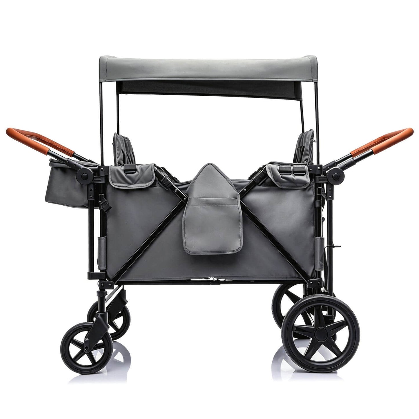 ToyRides Elite Wagon Stroller W/ Removable 4-Seater, Extra-Thick Support Bar & Higher 212 Load Capacity, Gray