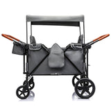 ToyRides Elite Wagon Stroller W/ Removable 4-Seater, Extra-Thick Support Bar & Higher 212 Load Capacity, Gray