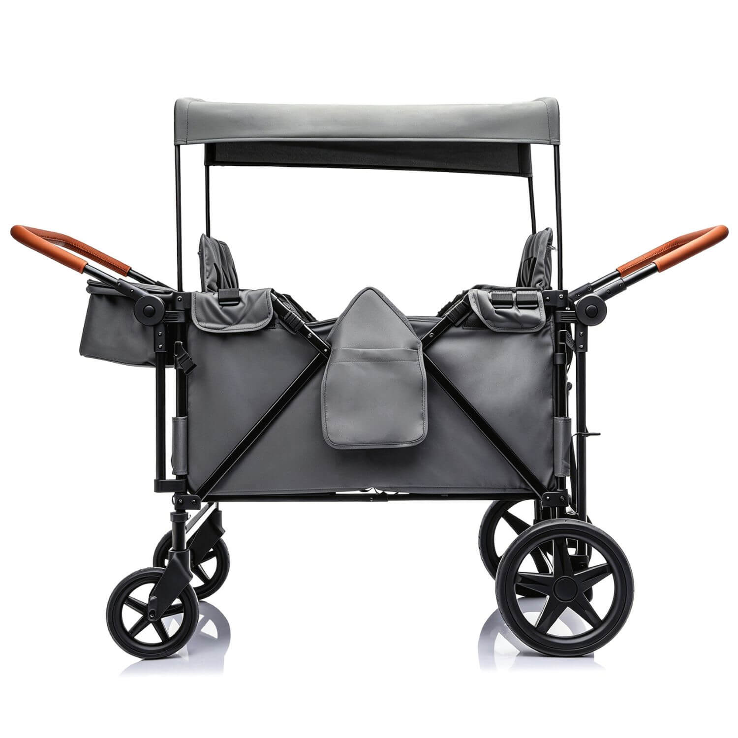 ToyRides Elite Wagon Stroller W/ Removable 4-Seater, Extra-Thick Support Bar & Higher 212 Load Capacity, Gray