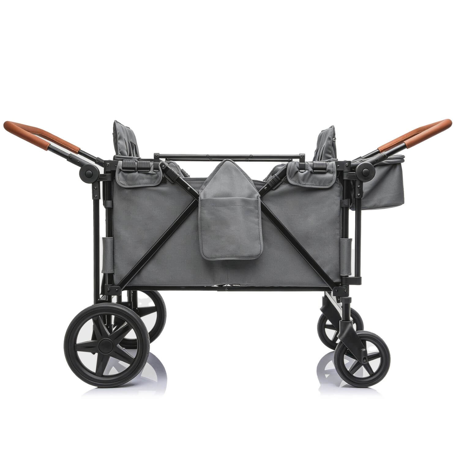 ToyRides Elite Wagon Stroller W/ Removable 4-Seater, Extra-Thick Support Bar & Higher 212 Load Capacity, Gray