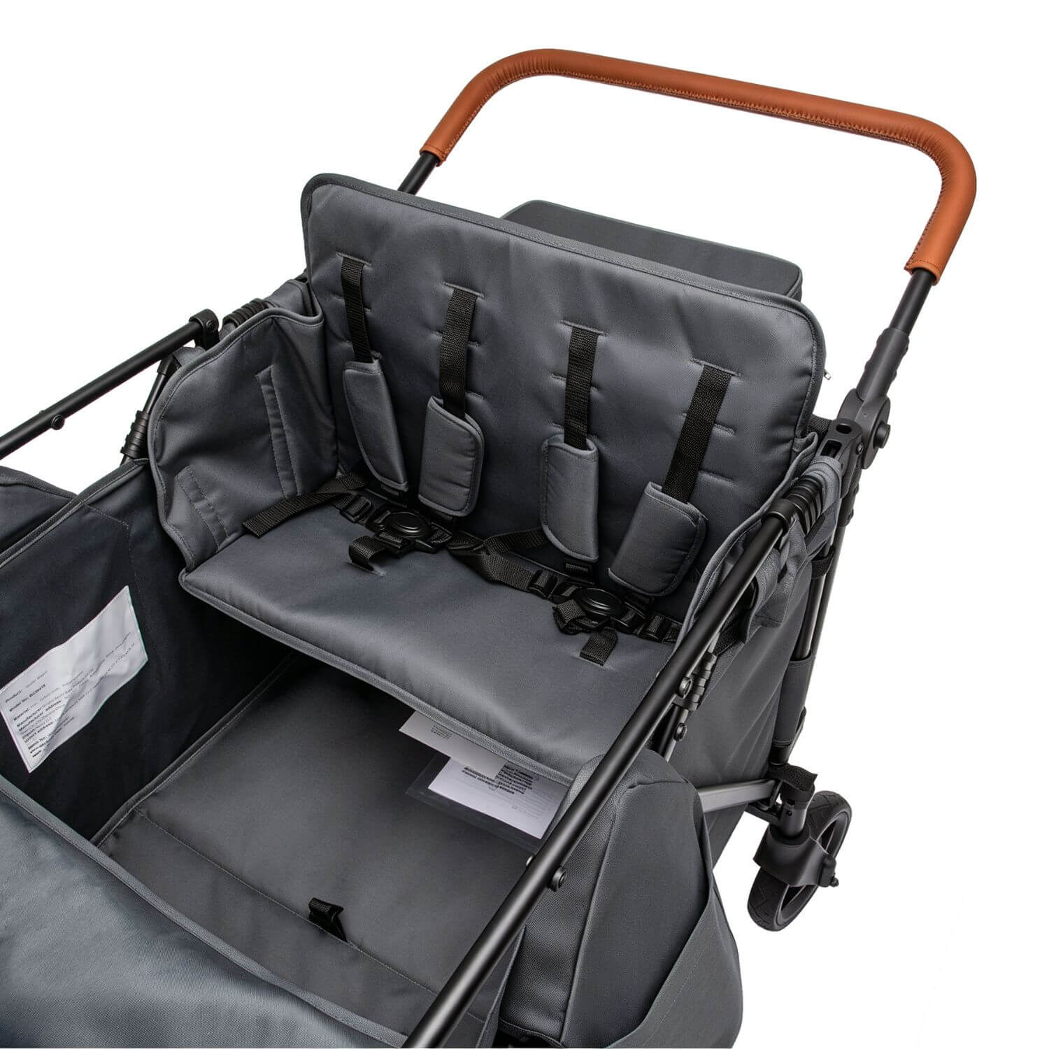 ToyRides Elite Wagon Stroller W/ Removable 4-Seater, Extra-Thick Support Bar & Higher 212 Load Capacity, Gray