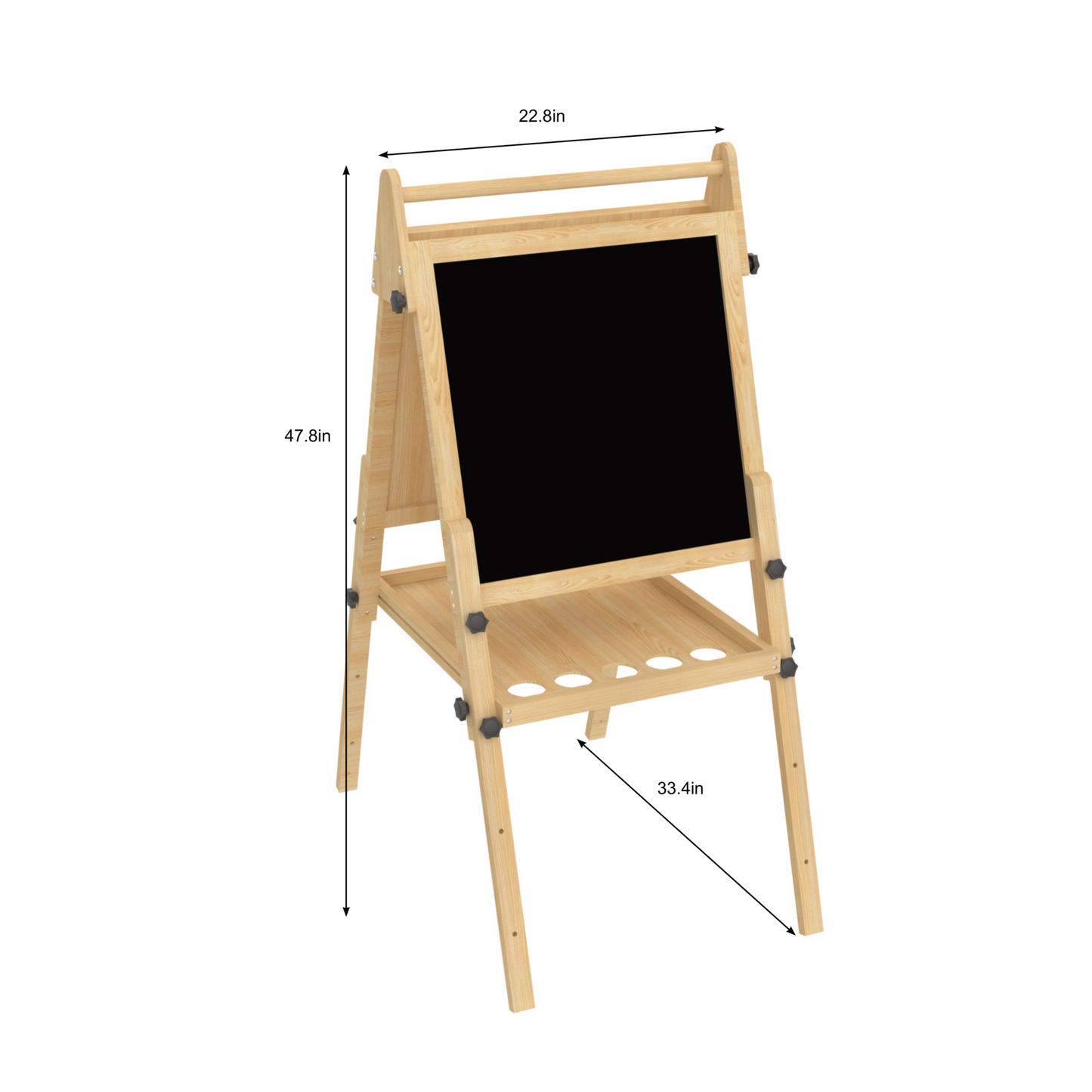 Three Little Tots Foldable Kids Easel 3 Adjustable Heights Art Station for Drawing and Painting, another angle