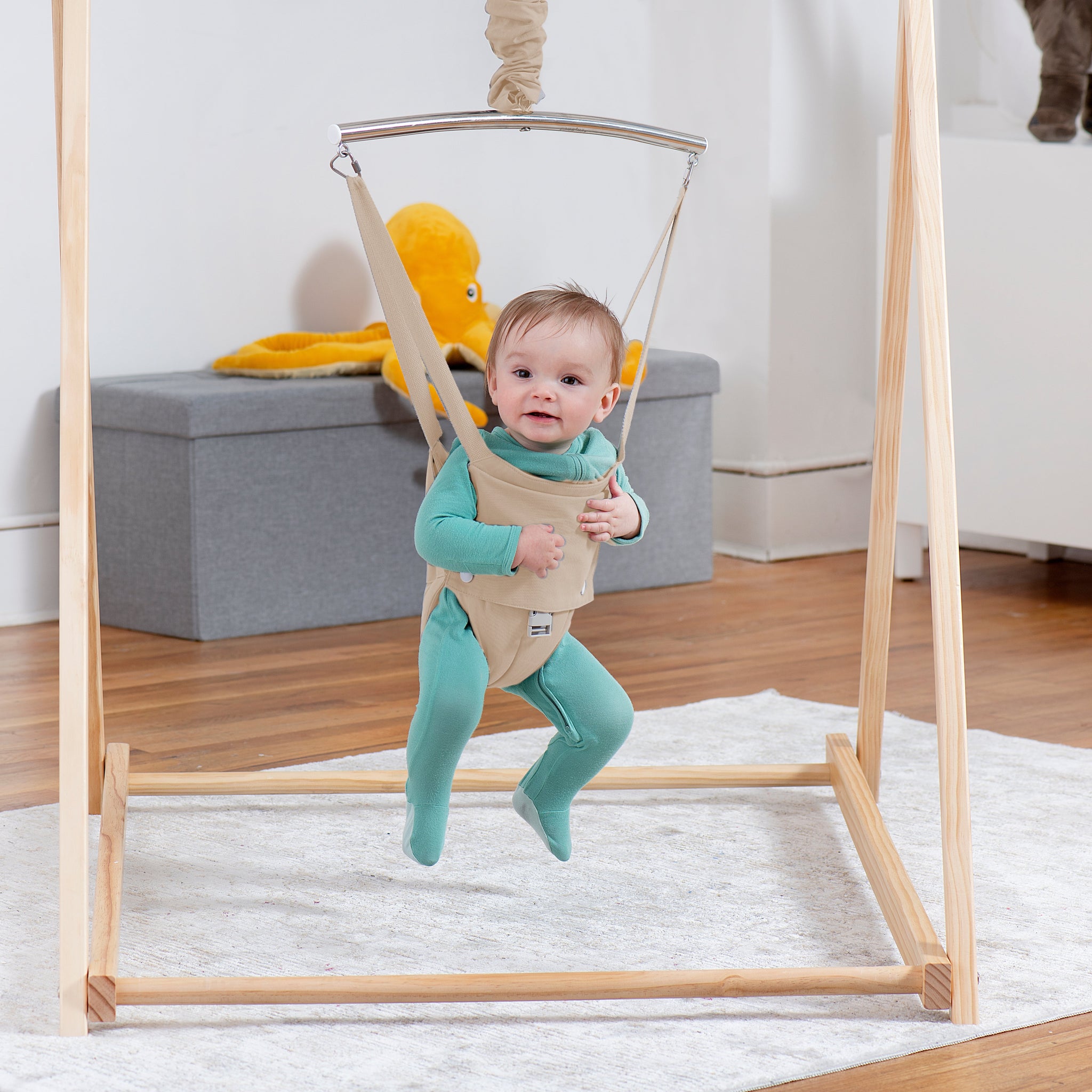 Three Little Tots Tulip Foldable Baby Bouncer - Beige, additional product photo