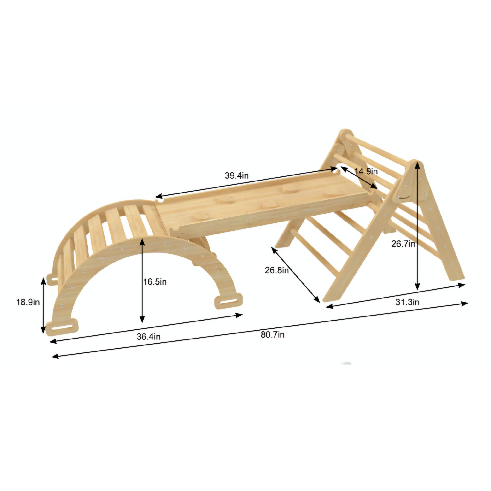 Three Little Tots Hazel Pikler Triangle Slide and Rocker Set, additional product photo