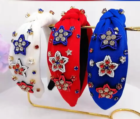Three Little Tots Fourth of July Headband Red White and Blue
