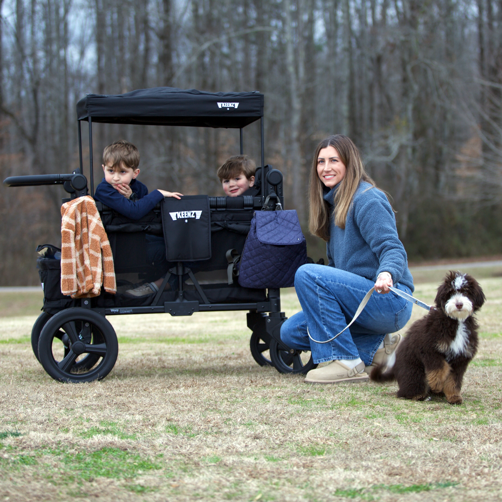 Three Little Tots Keenz Moov 4-Passenger Stroller Wagon Full-Featured Comfort for Big Adventures, in Black