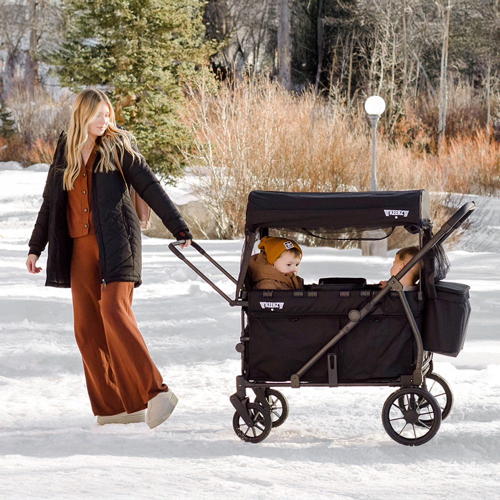 Three Little Tots Keenz Viva 2-Passenger Stroller Wagon Compact Power for City Life, in Black