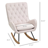 HOMCOM Mid-Century Fabric Nursery Rocker in Cream White