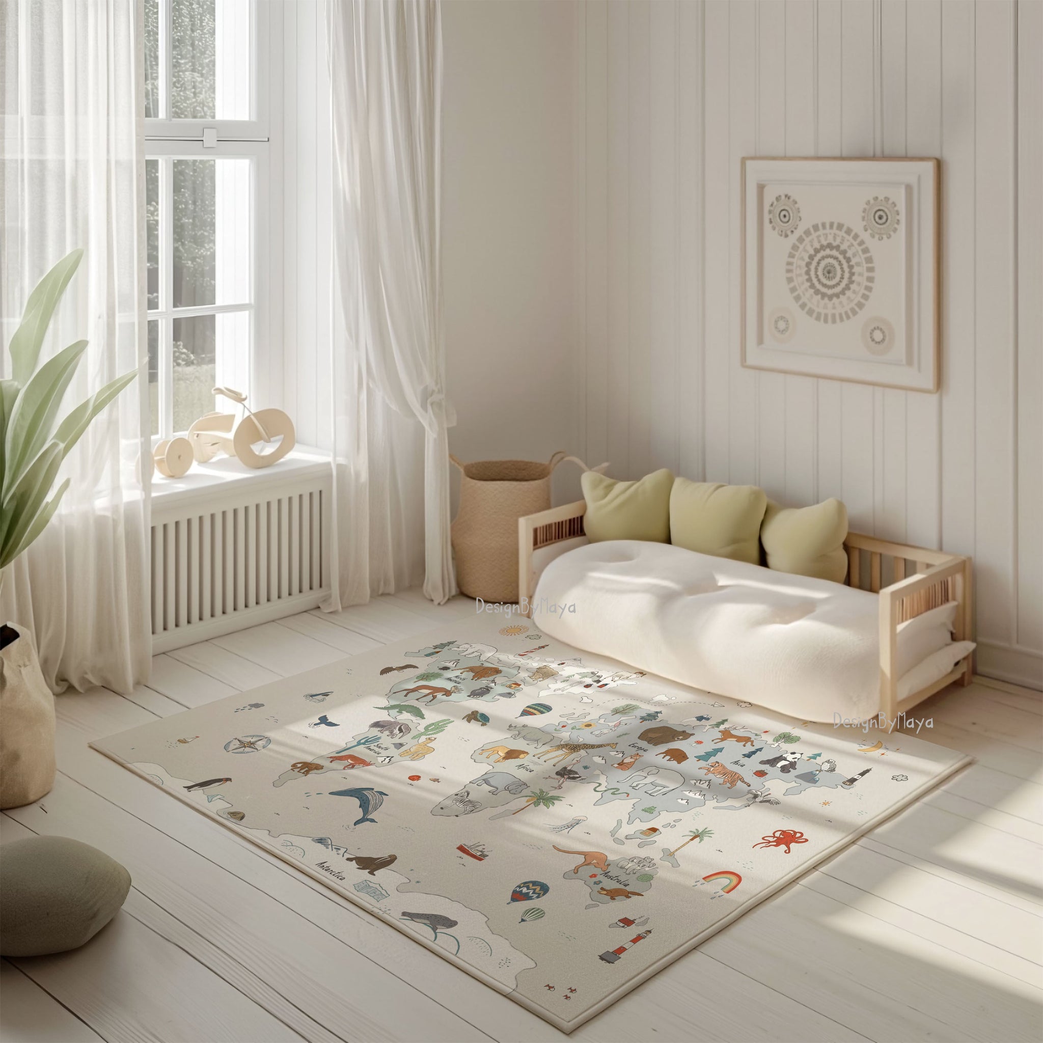 Baby Animals ABC Rug / World map Area Rug – Three Little Tots