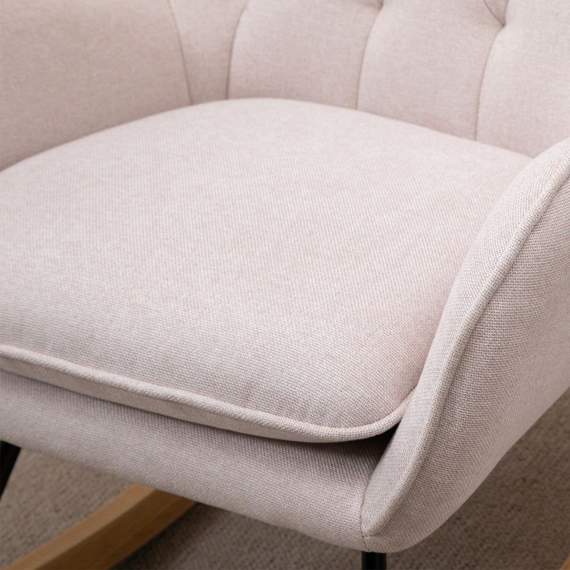 HOMCOM Mid-Century Fabric Nursery Rocker in Cream White