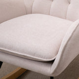 HOMCOM Mid-Century Fabric Nursery Rocker in Cream White