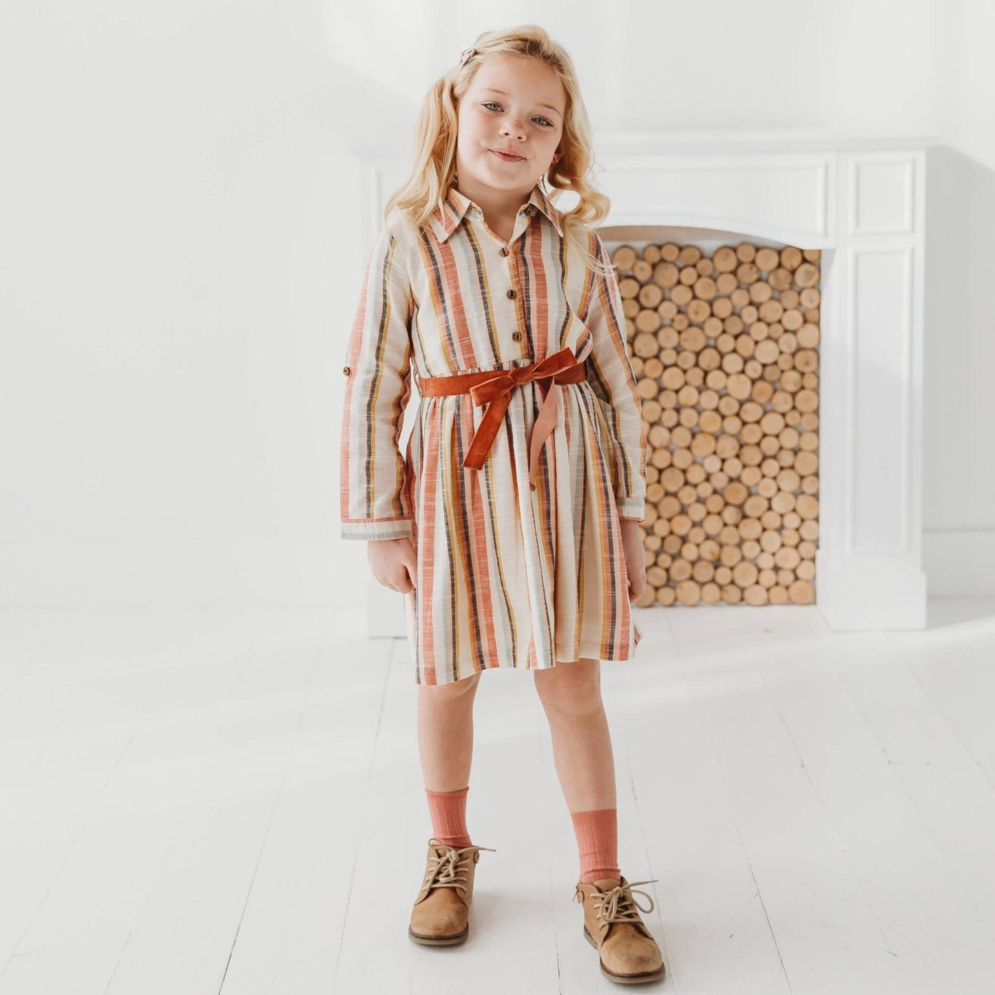 Three Little Tots Yarn Dyed Striped Shirt Dress