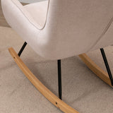 HOMCOM Mid-Century Fabric Nursery Rocker in Cream White