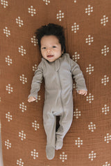 Three Little Tots Grey Organic Cotton Ribbed Zipper, supplementary photo