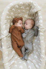 Three Little Tots Grey Organic Cotton Ribbed Zipper, extra product detail